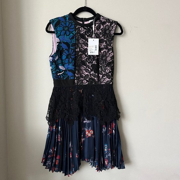 Self-Portrait Nina Pleated Dress in multi color Size 8 - Picture 5 of 15